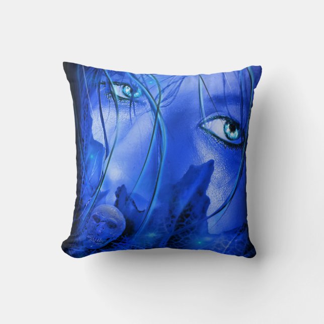 HIDDEN FEAR BLUE GIRL WITH SKULL Pillow (Front)