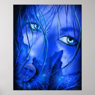HIDDEN FEAR BLUE GIRL WITH SKULL POSTER