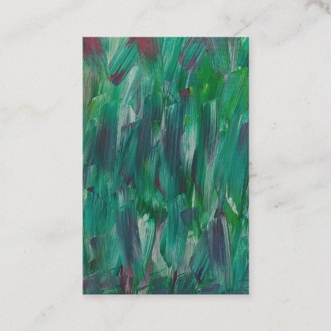 Hidden Green Red White Colorful Abstract Art Business Card (Front)