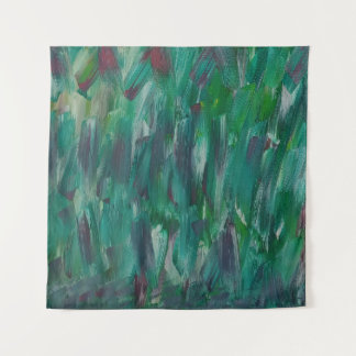 Hidden Green Red White Colorful Abstract Art Tapestry
