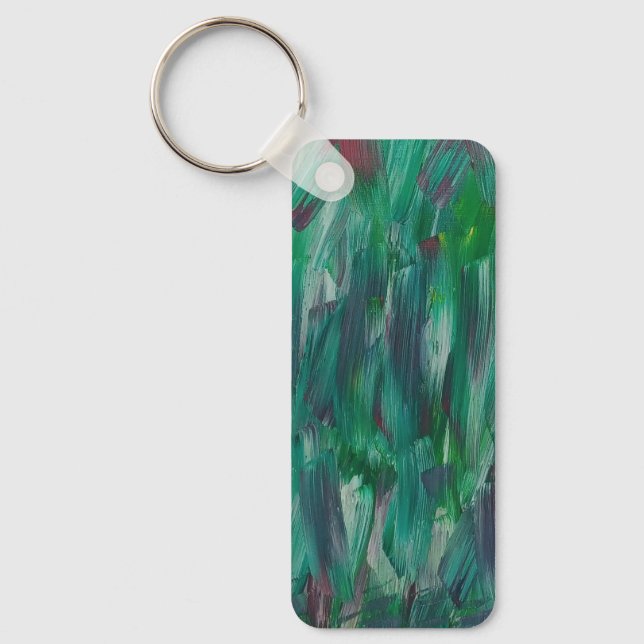 Hidden Green Red White Colourful Abstract Art Key Ring (Front)