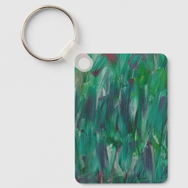 Hidden Green Red White Colourful Abstract Art Key Ring (Front)