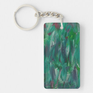 Hidden Green Red White Colourful Abstract Art Key Ring