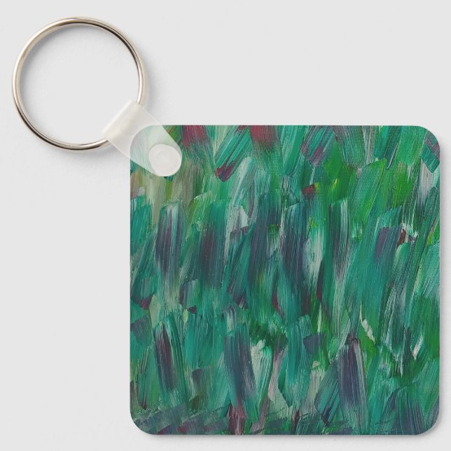 Hidden Green Red White Colourful Abstract Art Key Ring (Front)