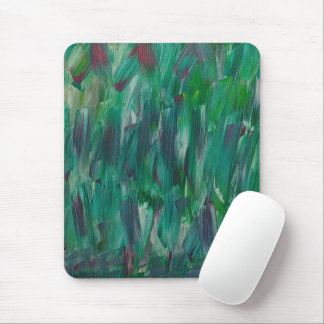 Hidden Green Red White Colourful Abstract Art Mouse Mat