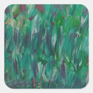 Hidden Green Red White Colourful Abstract Art Square Sticker