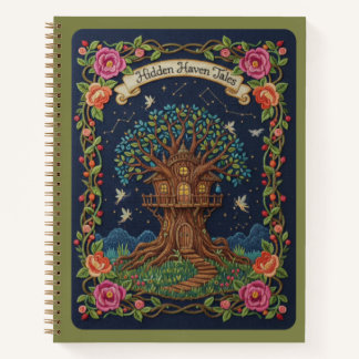 Hidden Haven Tales Embroidered Magical Treehouse  Notebook