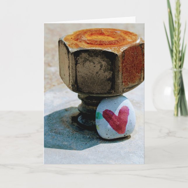 Hidden Heart Rock and a Rusty Bolt Holiday Card (Front)