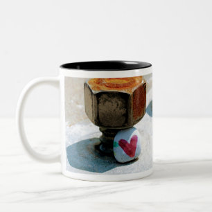 Hidden Heart Rock and a Rusty Bolt Two-Tone Coffee Mug