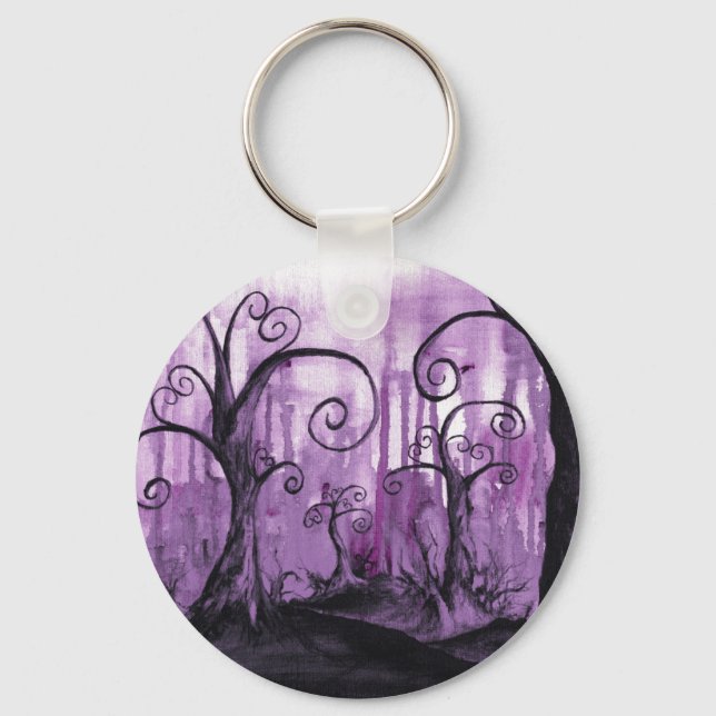 Hidden Hearts Trees Surreal Fantasy Landscape Art Key Ring (Front)