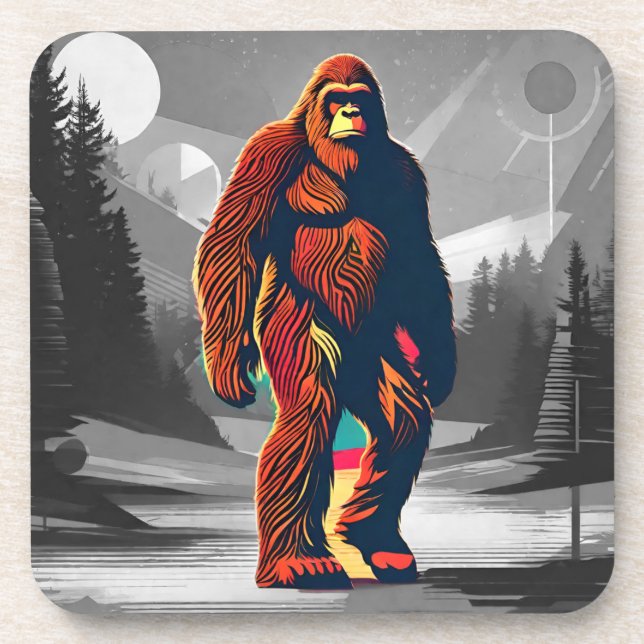Hidden in Plain Sight: Colourful Bigfoot Coaster (Front)