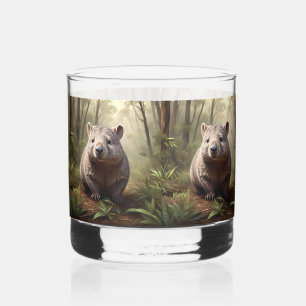 "Hidden in the Bush: An Aussie Wombat in the Wild" Whiskey Glass