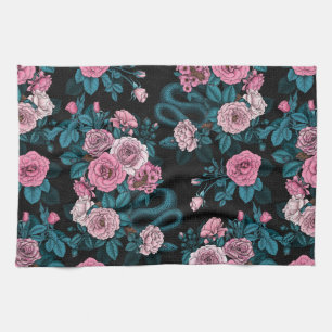 Hidden in the roses 2 tea towel