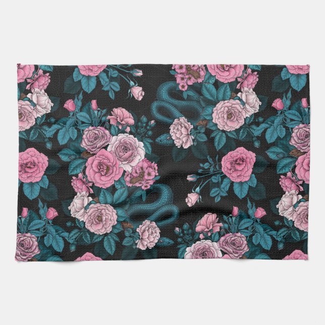 Hidden in the roses 2 tea towel (Horizontal)