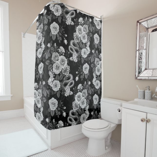 Hidden in the roses 3 shower curtain (In Situ)