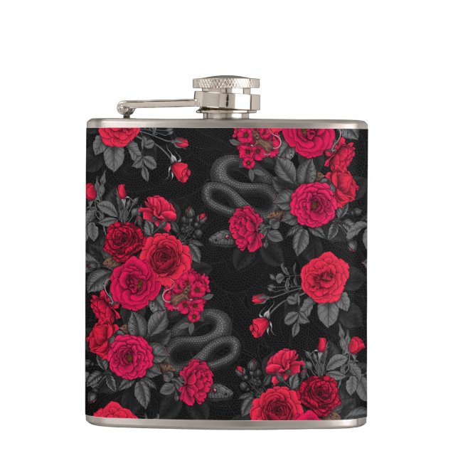 Hidden in the roses hip flask (Front)