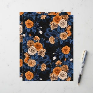 Hidden in the roses, orange and blue