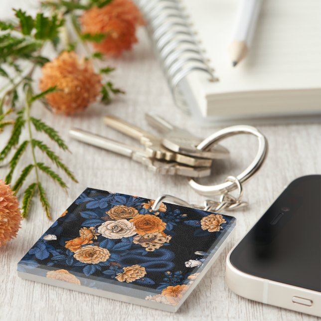 Hidden in the roses, orange and blue key ring (Front Right)