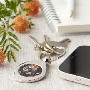 Hidden in the roses, orange and blue key ring