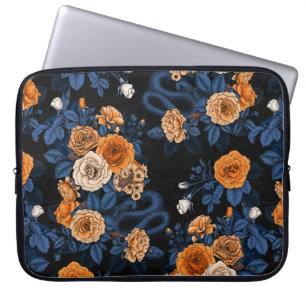 Hidden in the roses, orange and blue laptop sleeve
