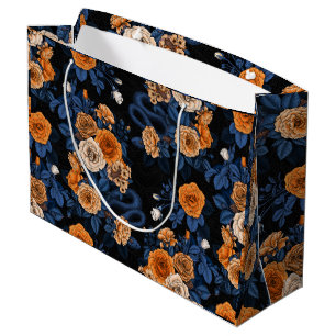Hidden in the roses, orange and blue large gift bag