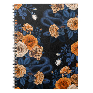 Hidden in the roses, orange and blue notebook