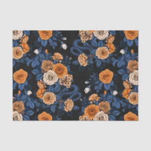 Hidden in the roses, orange and blue tissue paper