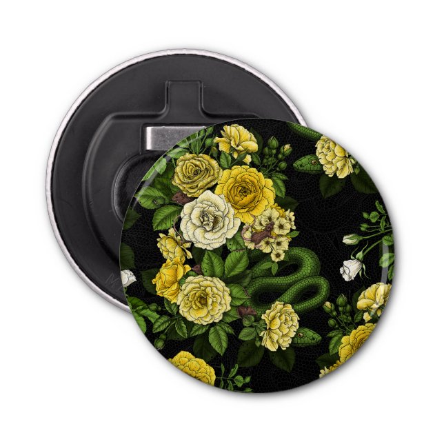 Hidden in the roses,yellow and green bottle opener (Front)