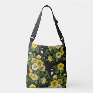 Hidden in the roses,yellow and green crossbody bag