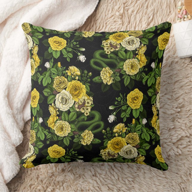 Hidden in the roses,yellow and green cushion (Blanket)