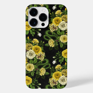 Hidden in the roses, yellow and green iPhone 14 pro max case