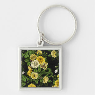 Hidden in the roses,yellow and green key ring