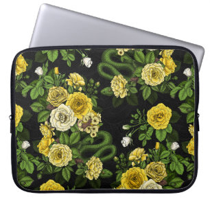 Hidden in the roses, yellow  and green laptop sleeve