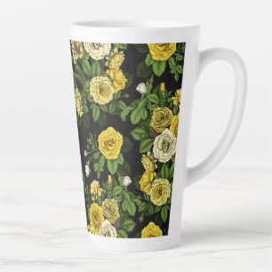 Hidden in the roses, yellow and green latte mug