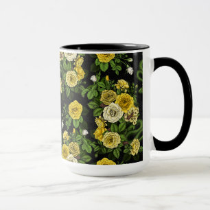 Hidden in the roses, yellow  and green mug