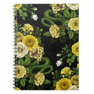 Hidden in the roses, yellow and green notebook