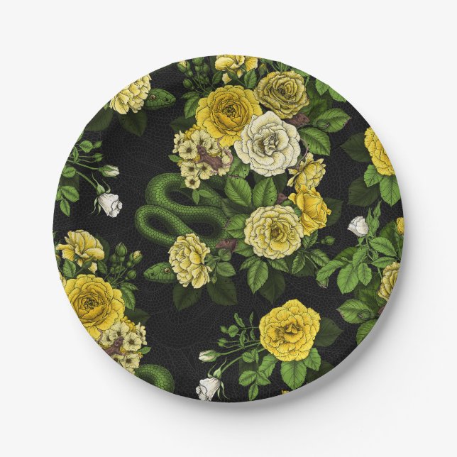 Hidden in the roses,yellow and green paper plate (Front)