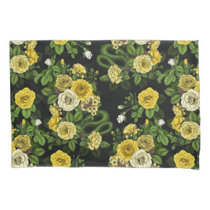 Hidden in the roses, yellow and green pillowcase