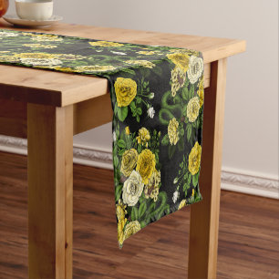 Hidden in the roses, yellow and green short table runner