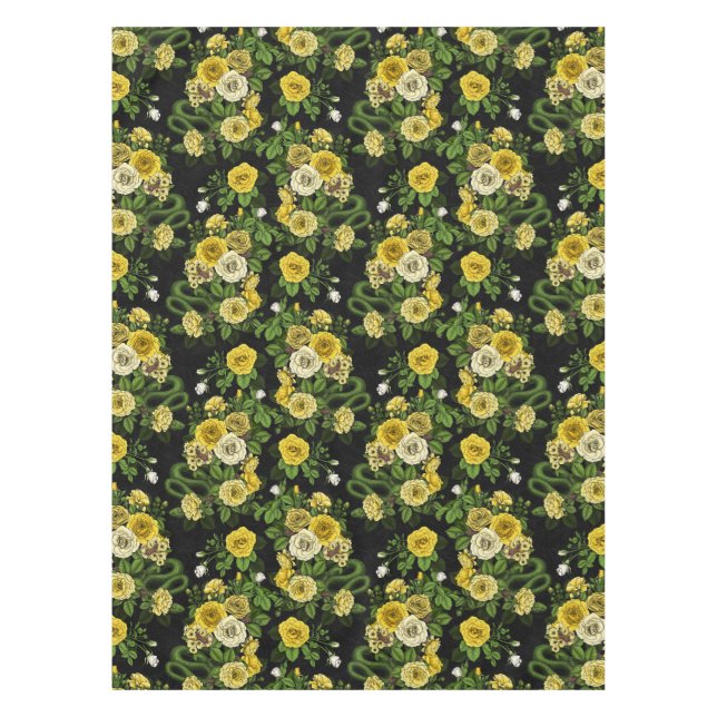 Hidden in the roses,yellow and green tablecloth (Front)