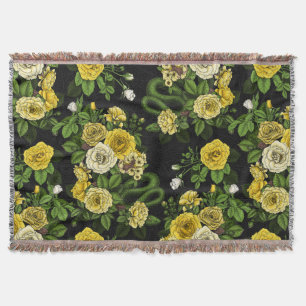 Hidden in the roses,yellow and green throw blanket