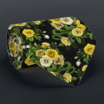 Hidden in the roses,yellow and green tie<br><div class="desc">Rose flowers,  mice and snakes hand- painted in Ps and Illustrator,  seamless pattern</div>