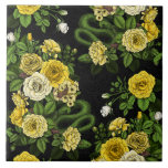 Hidden in the roses,yellow and green tile<br><div class="desc">Rose flowers, mice and snakes hand- painted in Ps and Illustrator, seamless pattern</div>