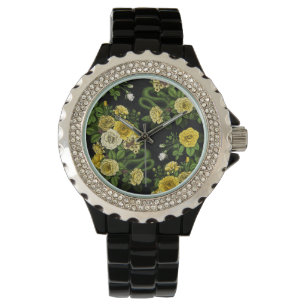 Hidden in the roses,yellow and green watch