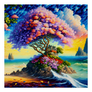 Hidden Island in the Ocean Poster