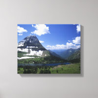 Hidden Lake, alpine meadows, rock strata, and timb