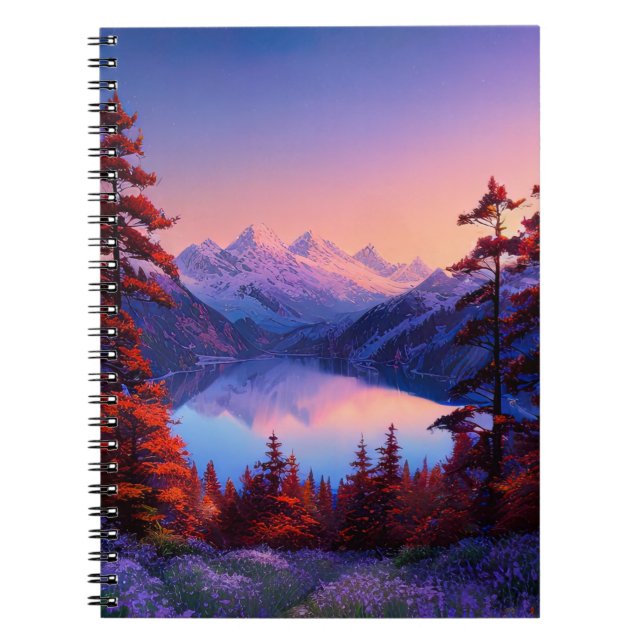 Hidden Lake in the Mountains at Twilight Notebook (Front)