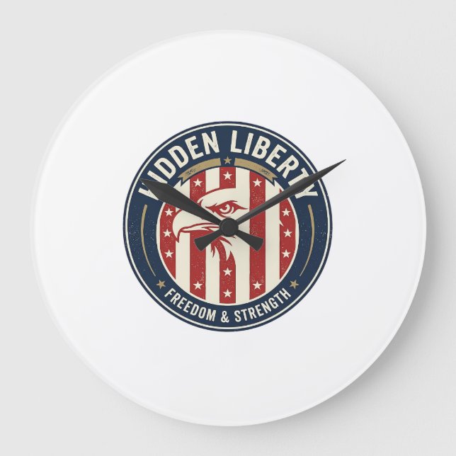 Hidden Liberty Patriotic Patriotic Optical Illusio Large Clock (Front)