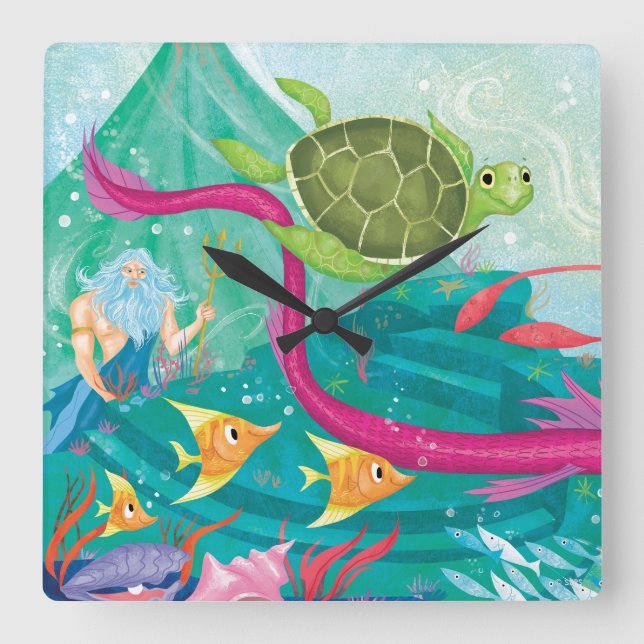 Hidden Ocean Treasures Square Wall Clock (Front)