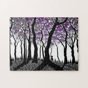 Hidden Person in a Forest with Purple Leaves Jigsaw Puzzle